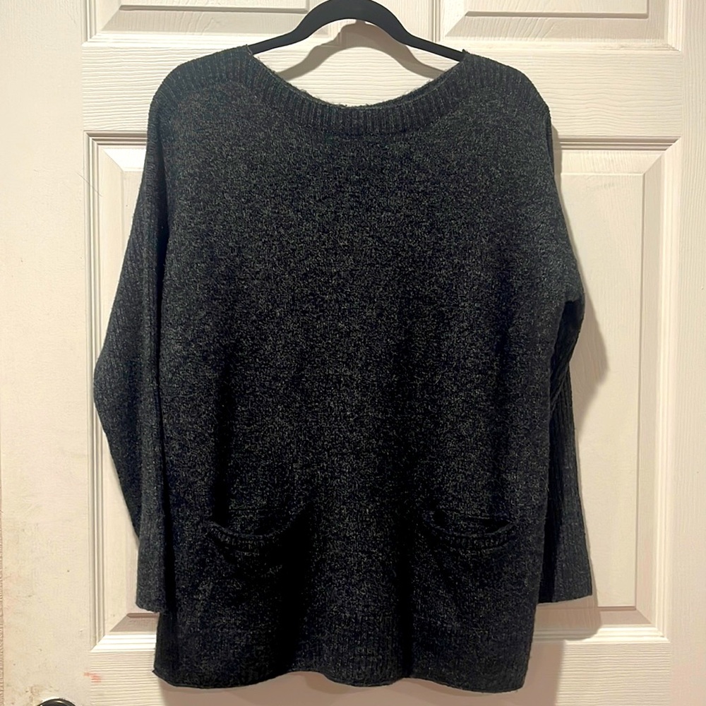 Abercrombie & Fitch Charcoal/Black Crew Neck Sweater w Pockets Sz M